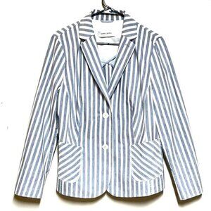 NWOT Gerry Weber Coastal Stripe Langarm Linen Blend suit jacket Sz 44 Womens 14